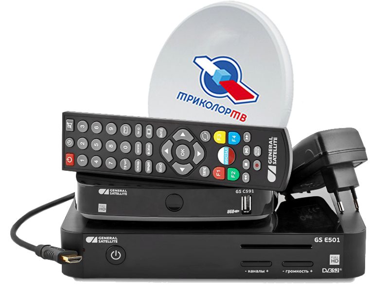 Комплект Трколор на 2 ТВ с ресиверами GS E501/GS C591 купить в Егорьевске